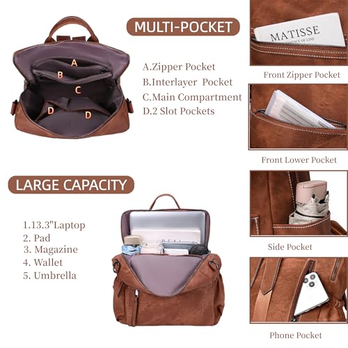 Image of Dora & Liz Womens Backpack Purse Leather Backpack Purse for Women Travel Fashion Backpack Designer Ladies Shoulder Bags