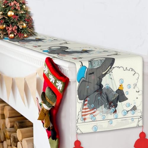Chemin de table de Noël à pompon 35x152cm, déco de table cuisine intérieure extérieure - 7