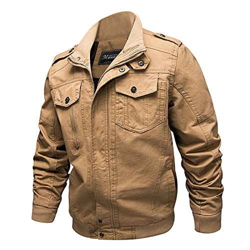 Manteau multi-poches veste hommes coton militaire col montant