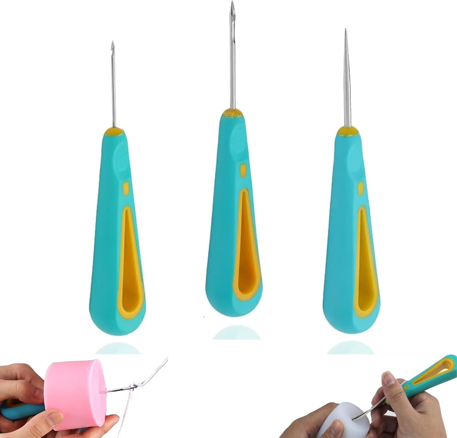 Candle Wick Needle for Silicone Molds, 3 Pcs Wicking Needle for Candle Making, Long Punch Needle Wick for Candle Making, Candle Mould Wick Threader Needle Wick Tool for Silicone Molds Making