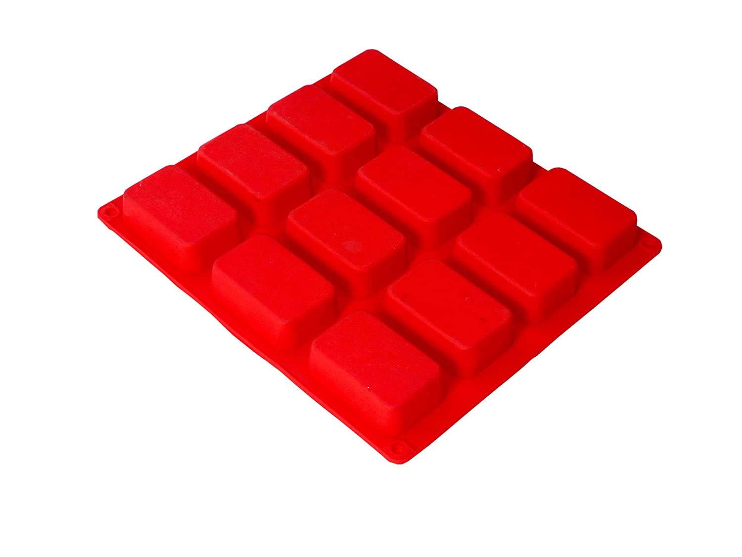KICH DRAW 12 Cavity Rectangle Shape Round Edges Silicone Mould/Mold for Soap Making, Loaf, Muffins, Cheesecakes Approx 75-80 Gram 2