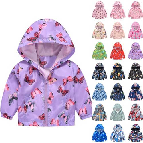 Toddler Rain Jacket Kids Cartoon Windbreaker Waterproof Coat Girl Boy Zip Up Hooded Outerwear Fall Light Raincoat