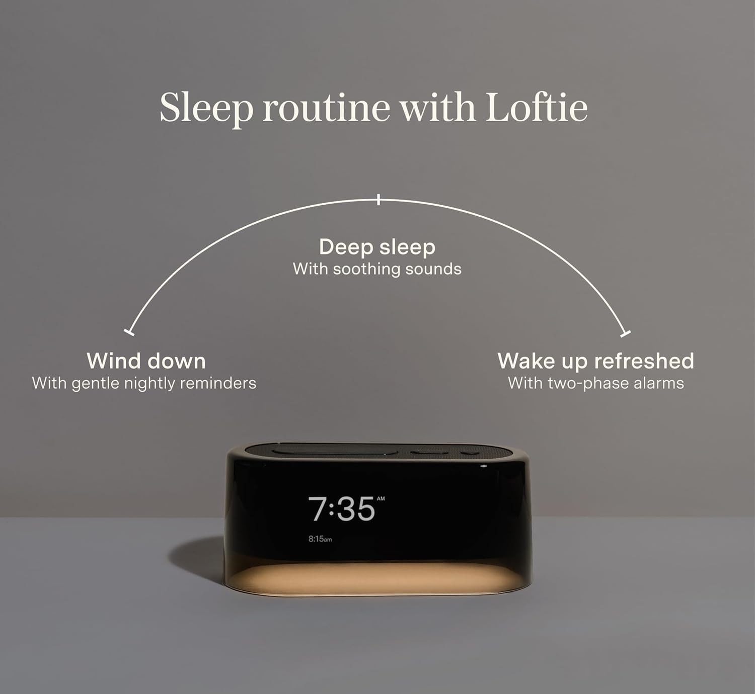 Loftie Wecker mit Soundmaschine - Smart Wecker mit Licht, Weißem Rauschen, Bluetooth-Lautsprecher, Nachtlicht-Soundmaschine, 100+ Sounds, Verdunkelungsmodus, Kein WiFi-Modus, Optionales Abonnement