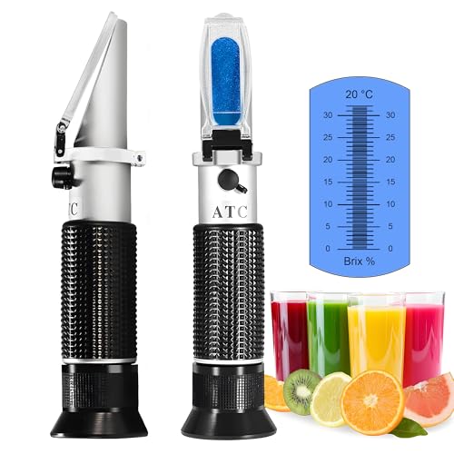 Zucker Brix Refraktometer VRESOURCING 0~32% Hand Refraktometer mit 0 2% Genauigkeit und ATC Detektor für Zucker im Zusammenhang Flüssigkeiten wie Branntwein Bier Obst Schneidflüssigkeit