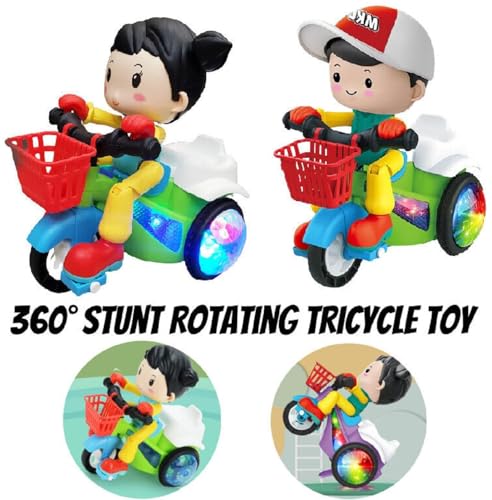 Image of Stunt Tricycle Bump and Go Toy with 4D Lights, Dancing Toy, Battery Operated Toy Plastic for Boys Girls - Multi Color