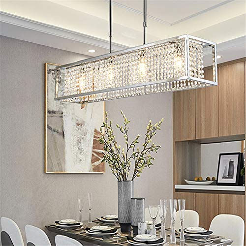 Luminaire suspendu en cristal et chrome chic pour un salon élégant