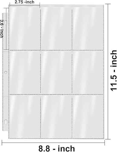 Miniatura 2 de POKONBOY Paquete de 100 fundas para tarjetas de intercambio de 9 bolsillos, hojas de almacenamiento de tarjetas de intercambio para tarjetas de