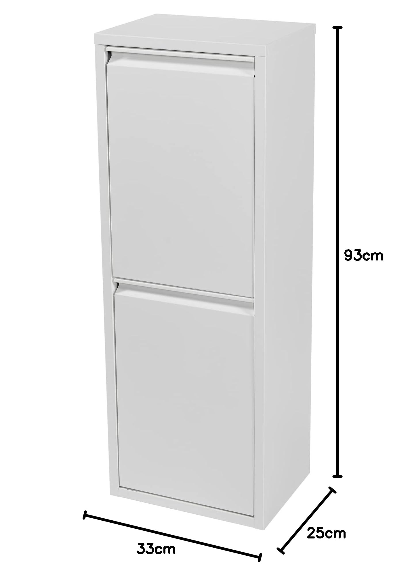 [en.casa] Mülltrennsystem Sollentuna Mülleimer 2 Fächer Küche 2 x 14 L Abfalleimer Müllschrank schmal 93 x 33 x 25 cm Metall Weiß