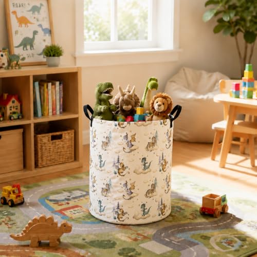 Image of Large Laundry Basket Canvas Storage Bins Baby Nursery Hamper for Boys and Girls Toy Box Gift Baskets for Home,Office,Home Decor
