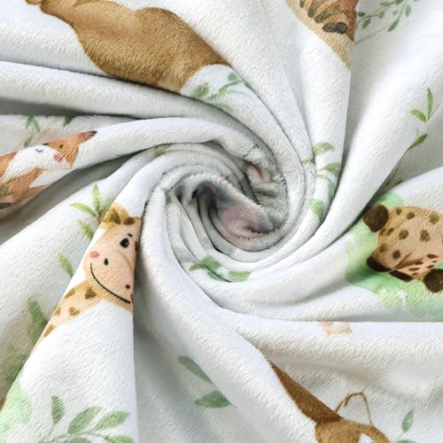 Image of BORITAR Baby Blanket for Boys Girls Soft Plush Minky Fabric with Dotted Backing, Lovely Woodland Design Blanket for Toddler Newborn 30 x 40 Inch(75x100cm)