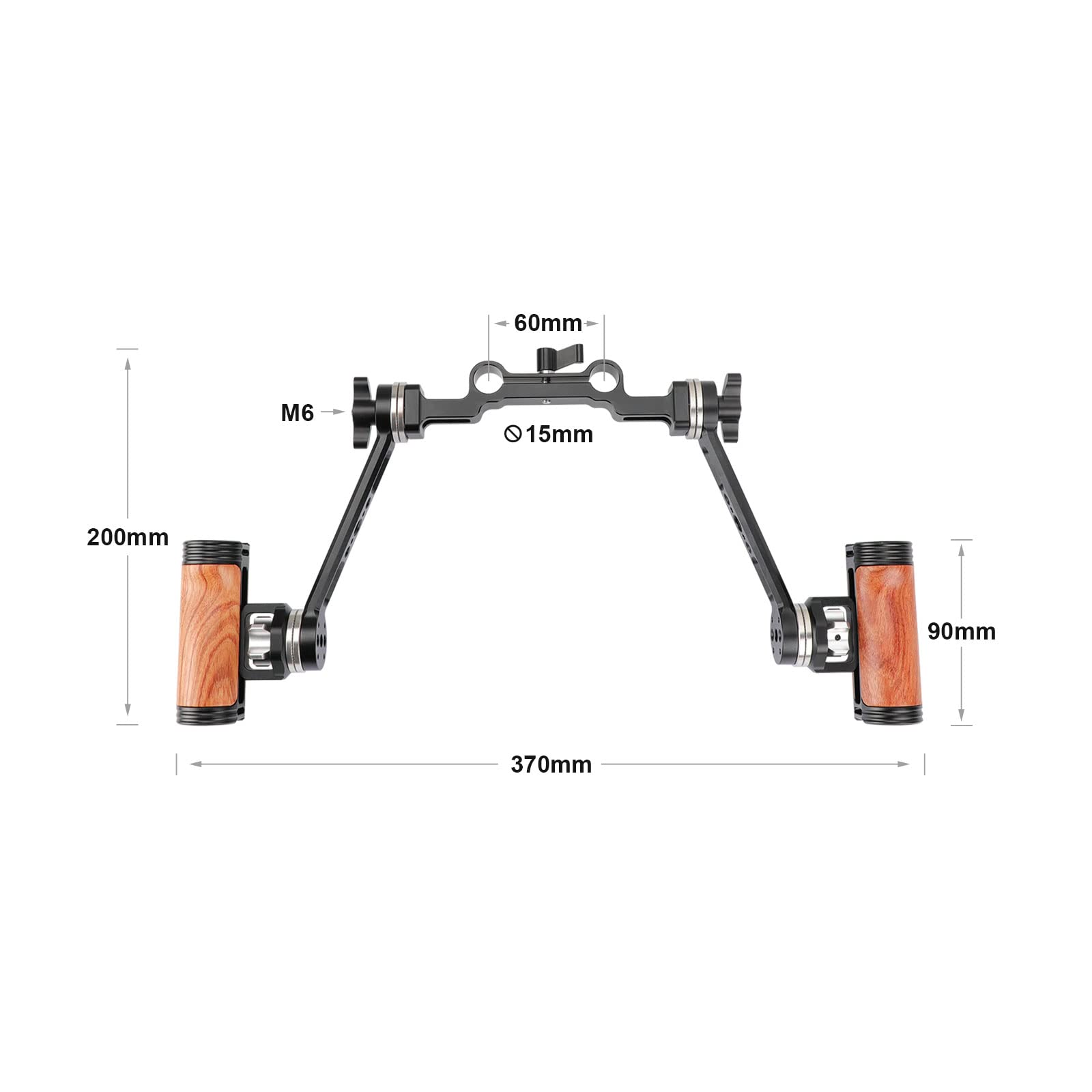 SZRIG Adjustable Handle Grip with M6 Rosette Extension Arm & 15mm Railblock for DLSR Camera Shoulder Rig, Black with silver accents - Image 2