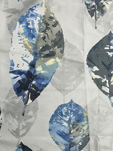 Image of Swayam 90% Blackout Polyester Window Curtain for Living Room & Bedroom | 5 Feet | Room Darkening Curtain with Eyelets | Pack of 1 | Leaf Design - White & Blue