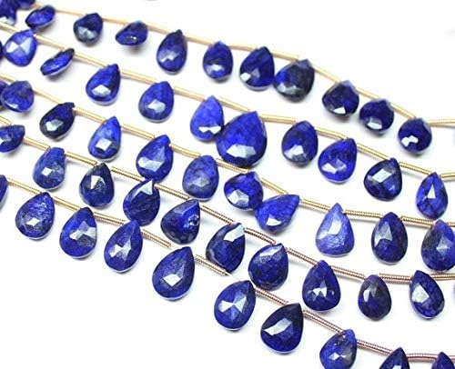 Blue Sapphire pear Drop Faceted 8'' Long Strand Gemstone Beads, Jewelry Supplies for Jewelry Making, Bulk Beads, for Meditation Jewellery Gemstone 8mm to 13mm