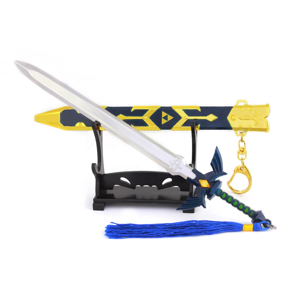 LONGHE Breath of The Wild Royal Guard's Claymore Exorcism Link Master Sword Excalibur Scabbard Weapons Metal Keychain Toys Model Collection Gift (Link Master Sword)