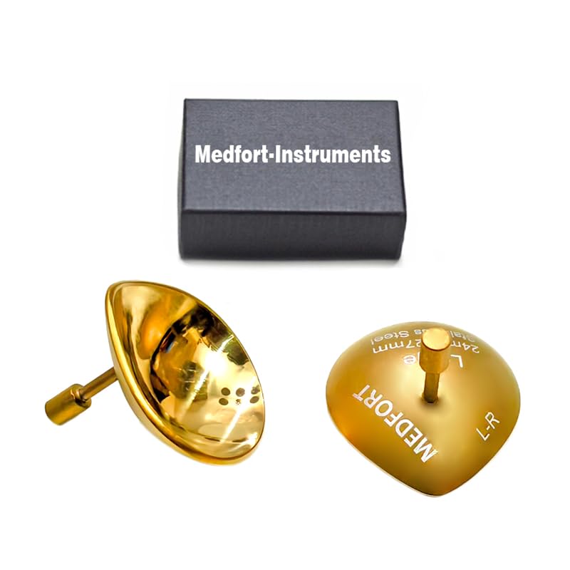 Corneal Eye Shield Protector, Stainless Steel, 24mm x 27mm Large, Gold, 2-Piece Set, Model II