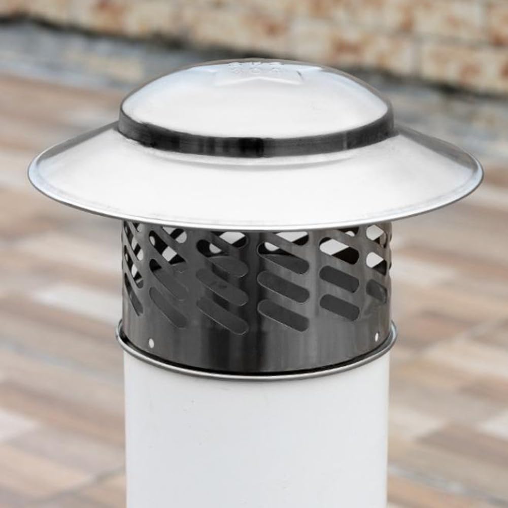 Tapa de chimenea de acero inoxidable 304 para tubo de ventilación de techo, diseño de paraguas para protección contra lluvia y escombros, fácil instalación de herramientas, 8 pulgadas
