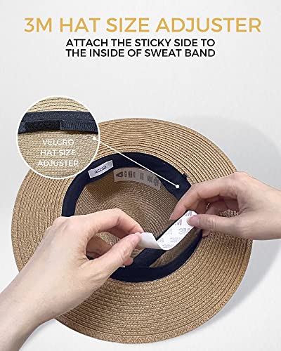 Accsa Women Panama Straw Hat Stylish Wide Brim Summer Sun Hat Ladies Beach Hat Upf 50+ thumb #2