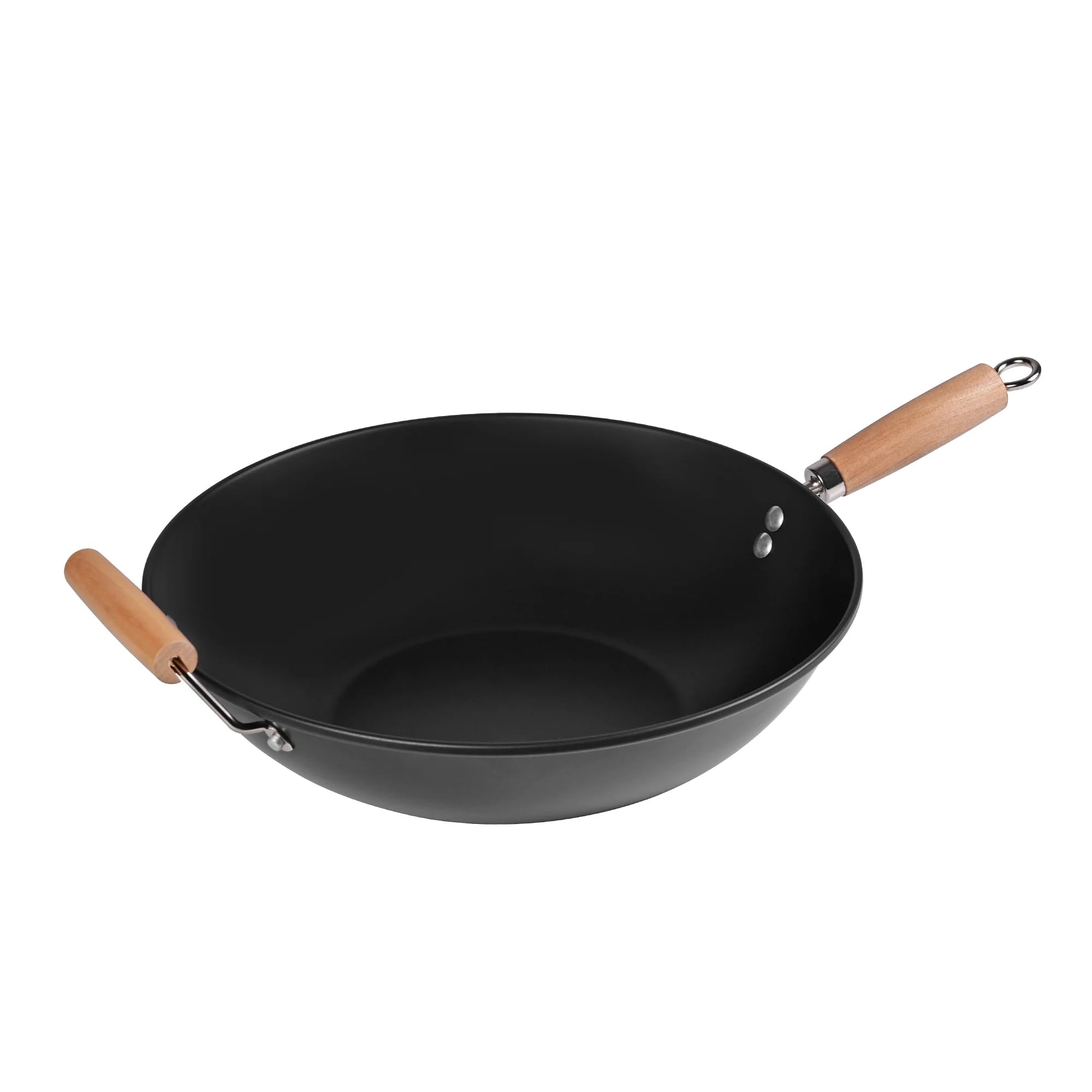 Traditional Chinese Carbon Steel Wok Pan - Pre-Seasoned Develops Natural Non-Stick Patina Over Time Perfect for Stir-Frying Searing