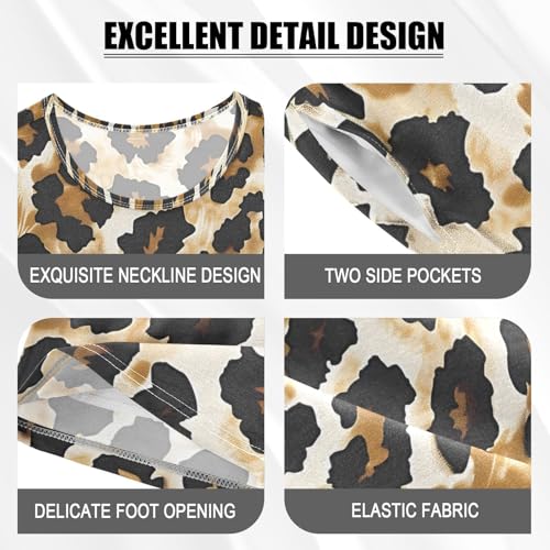 ALAZA Animal Leopard Watercolor Pajamas Short Sleeve 2 Piece Sleepwear Top and Bottom Pajama Set Unisex4