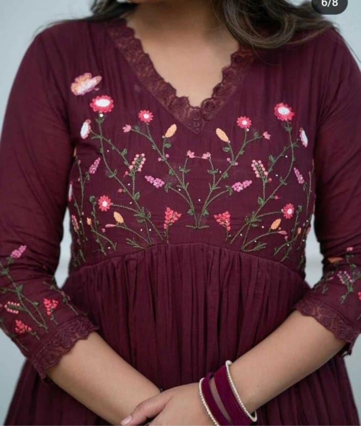 Image of KANCHAN TRADERS Women's Cotton Round Neck 3 /4 Sleeve Chikankari Embroidered Printed Kurta Palazzo with Dupatta Set