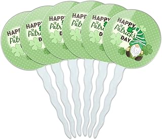 St. Patrick Day Gnome Cupcake Picks Toppers Decoration Set of 6