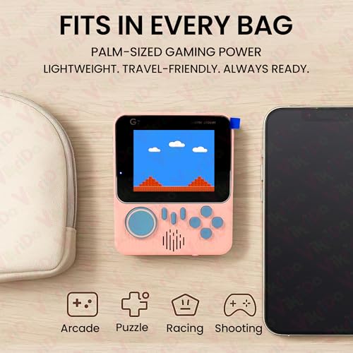 Image of VikriDA G7 Retro Handheld Game Console with 666 Built-in Games | 3.5-Inch LCD Color Screen, Gamepad Support for Kids - Pink