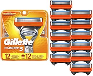 Gillette Fusion5 Mens Razor Blade Refills, 12 Count, Lubrastrip for a More Comfortable Shave
