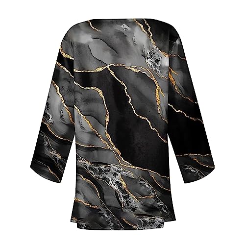 DuDubaby Cardigan Sweaters for Women Round Neck Lightweight Kimono Cardigans Long Sleeve Medium Length Retro Printed Coat3