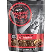 Honest To Dog Made in USA Facilities, Limited Ingredient, Grain Free Dog Treats, Beef & Chicken - 16 oz. Pouch