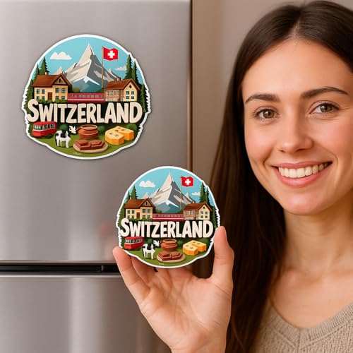 Image of Naxon Switzerland Country Theme Souvenir Wooden Refrigerator Stylish Fridge Magnet - Fridge Decoration Magnet for Kitchen & Home Decor | Perfect Souvenir Gift | Size 3x3 Inches | Pack of 1