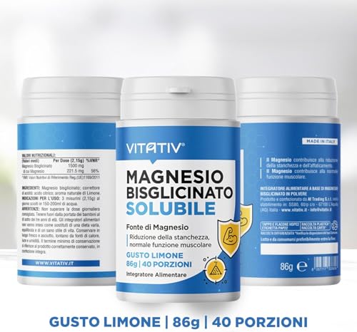 Magnesio Bisglicinato Solubile | 86G - 40 Porzioni | Integratore Alimentare Fonte Di Magnesio - Riduzione Di Stanchezza E Affaticamento | Vitativ - 4