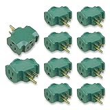 OSKOS 3 Outlet Adapter, 3 Prong Plug Extender, Heavy-Duty Grounded Power Tap, 3 Way Splitter Adapter, T-Shape Design, 10 Pack.