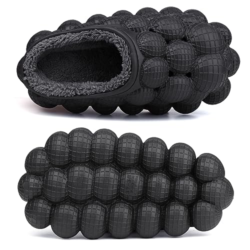 Bubble Slides with Fur for Women Men Winter Warm Fuzzy Plush Lining Thick Sole Bedroom House Slippers4