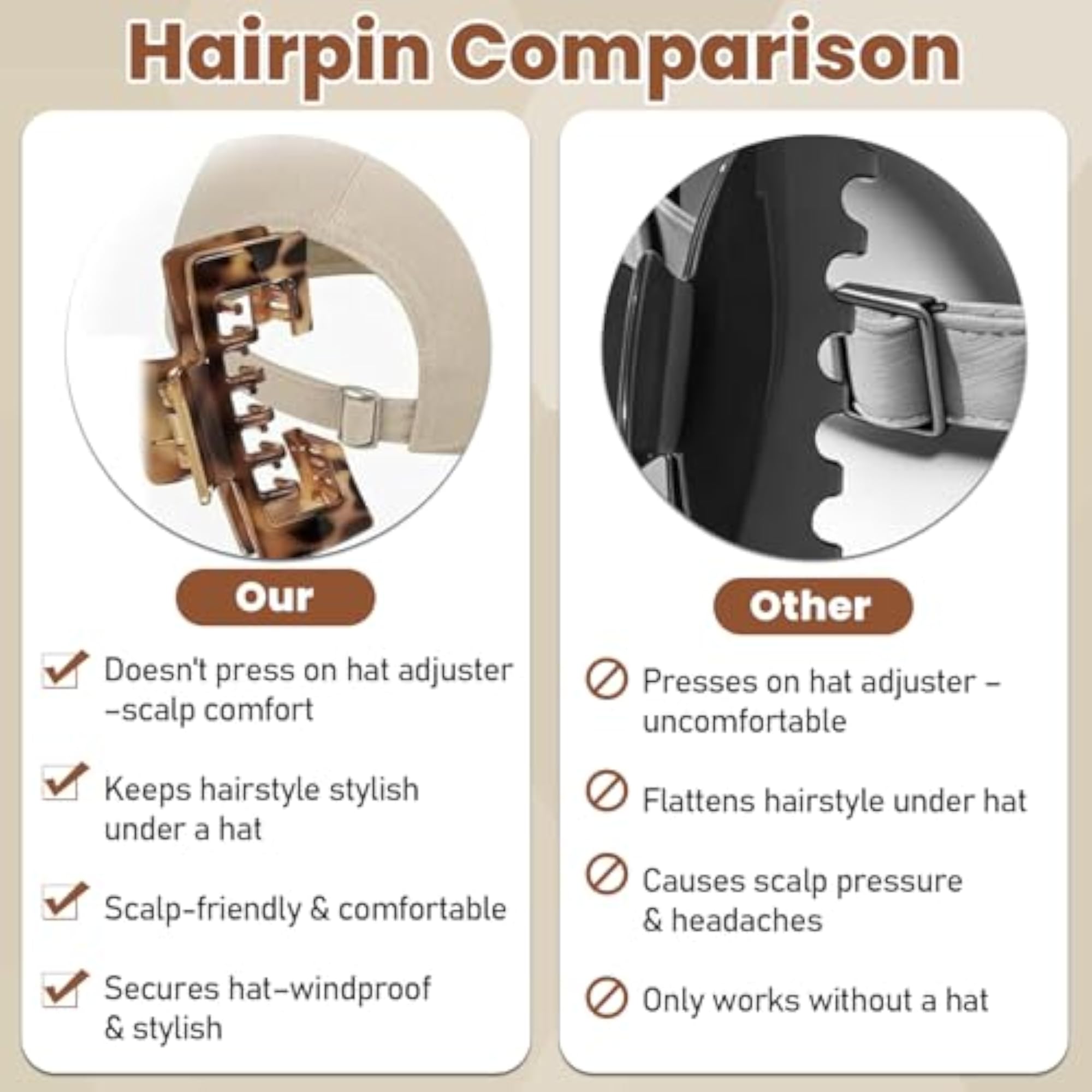 4 Pcs Large Non-Slip Hat Claw Clips for Women