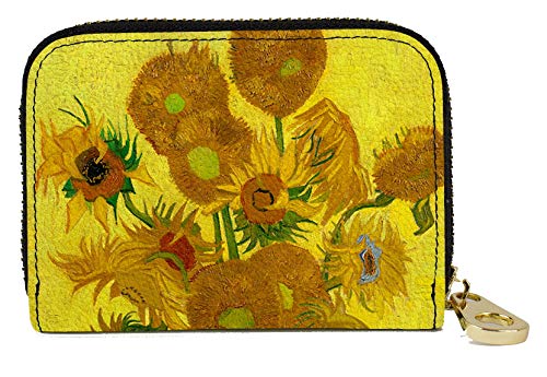 Monarque RFID Secure Armored Zipper Wallet (Van Gogh Sunflowers)