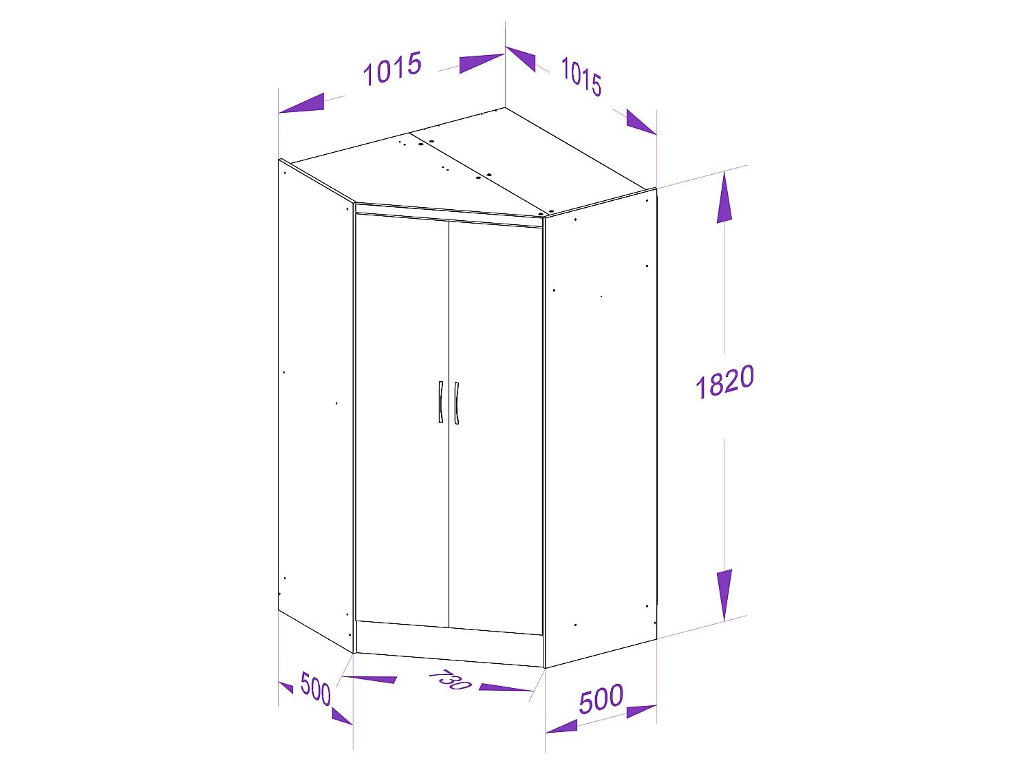 Vente-unique - Armoire d'angle 8 Portes et 2 tiroirs - L263 cm - Coloris : Naturel - FEOVA