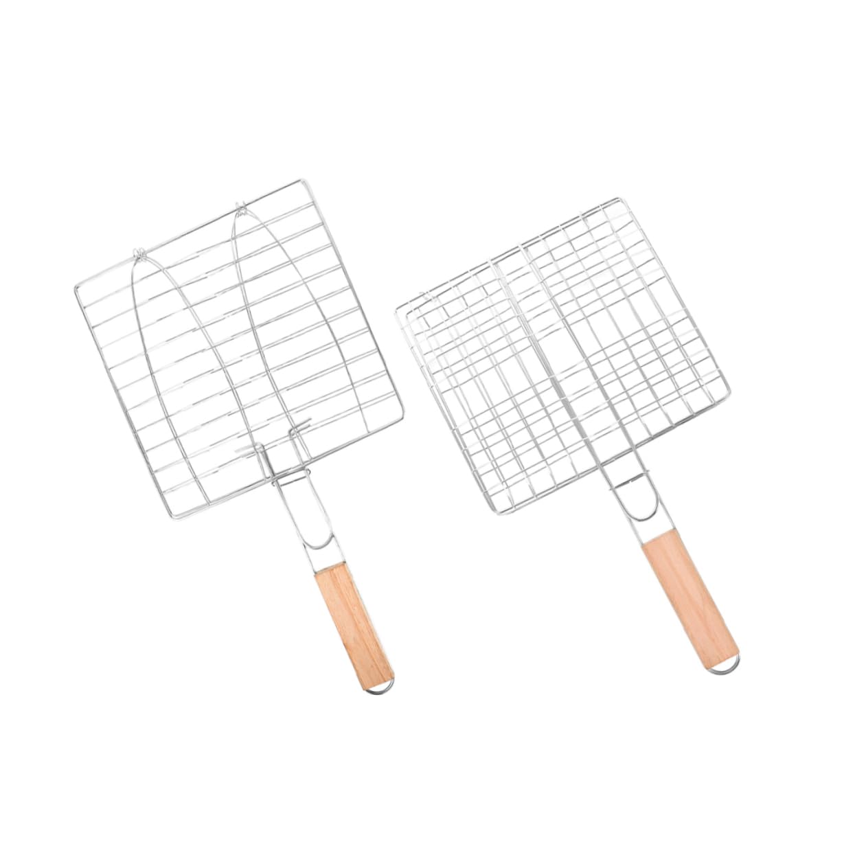 HANABASS 2pezzi Reti Per Barbecue in Inox Cestini Per Grigliate Utensili Per Grigliare Pesce Con Manico Ergonomico Facile Da Pulire Per Barbecue All Aperto e Picnic