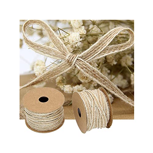 Barabum 10M/Roll Jute Burlap Rolls Hessian Ribbon with Lace Vintage Rustic Wedding Decoration Party DIY Crafts Christmas Gift Packaging