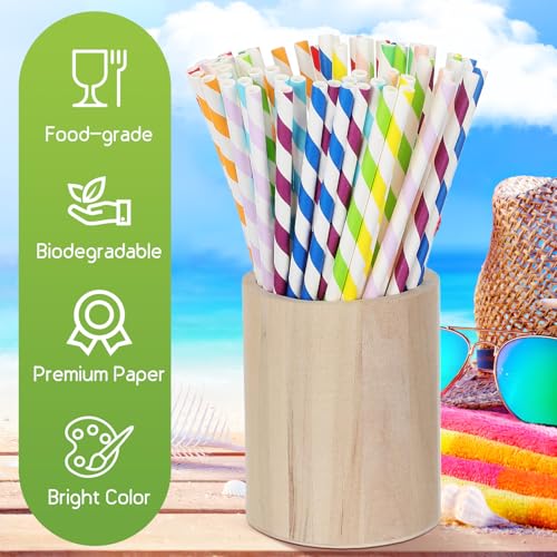 250 pitillos de papel desechables a rayas para fiesta miniatura 5