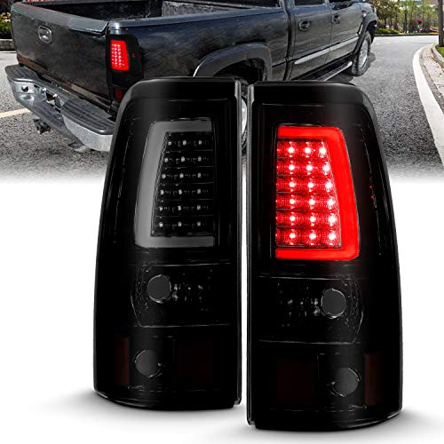 Amerilite For 1999-2006 Gmc Sierra / 99-02 Chevy Silverado Pick Up Truck Dark Black C-Type Led Tube Tail Lights Brake Lamp Set - Passenger And Driver Side #TOP1
