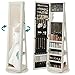SONGMICS Schmuckschrank, Standspiegel, Spiegelschrank, mit Ganzkörperspiegel, um 360° drehbar, Schmuckaufbewahrung, abschließbar, mit Schlüsseln, Geschenkidee, weiß mit Grauer Holzmaserung JBC62W