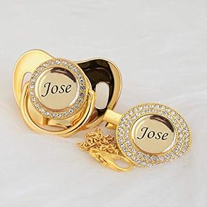 Chupete personalizable bling de lujo + clips para chupete (dorado 0-6 m)