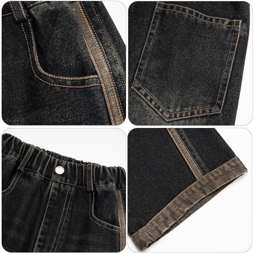 Girls Wide Leg Jeans High Waist Baggy Trousers Ripped Fashion Casual Pants Kids Denim Pants Elasticity Straight Jeans2