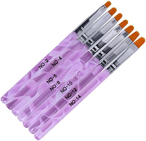 COSEMY 7pcs Purple French Nail Art Liner Painting Drawing Brush Tool Kit Striping Nail Polish Acrylic UV Gel Pen Set