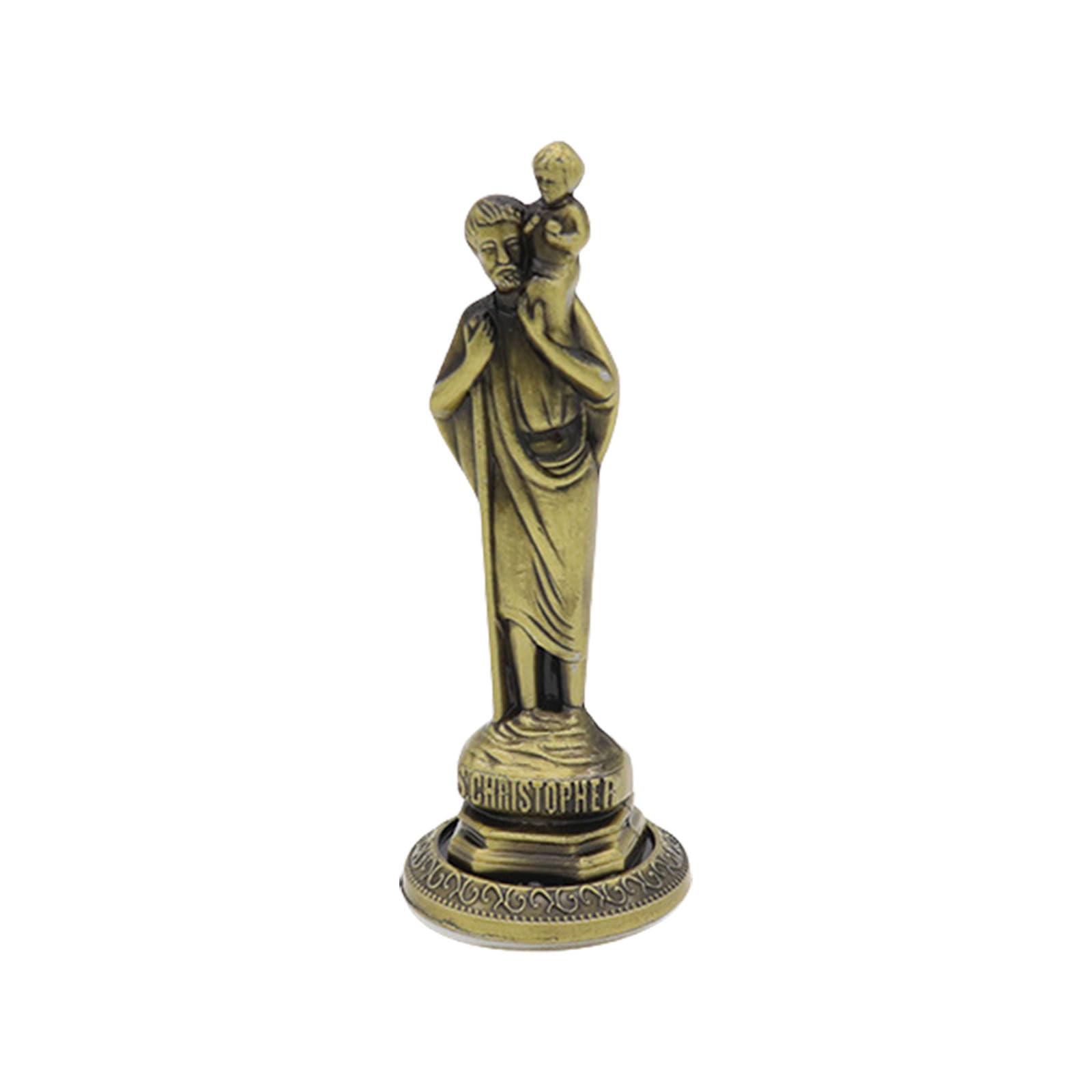 NVOQILIN Antiqued Metal Standing Maria Statue Religious Figure Sculpture Catholic Indoor Decors Ornament Tabletop Display Gift Religious Ornament