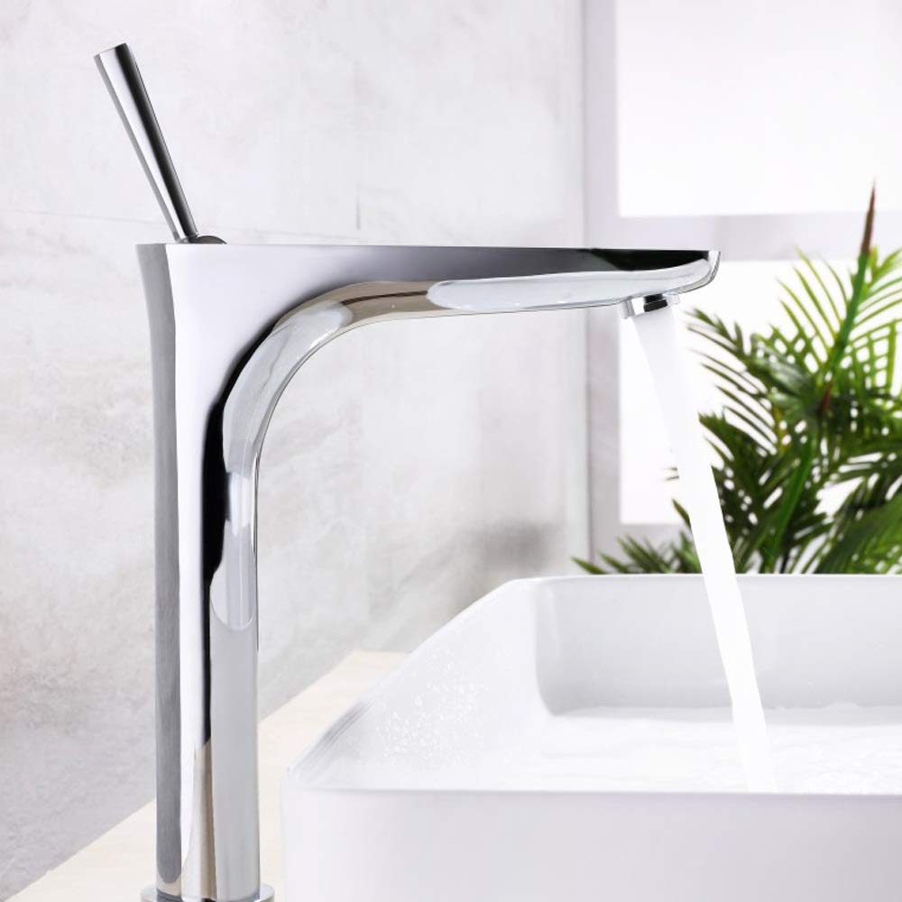 SBCGFY Kitchen Tap Modern Bathroom Bathtub Faucet,Wash Basin Cold Heat Taps,Water Mixer Bathroom Sink Faucets Basin Faucet Chrome Brass Faucet Water Faucet Basin Mixer Taps Deck Mount Tap Vess