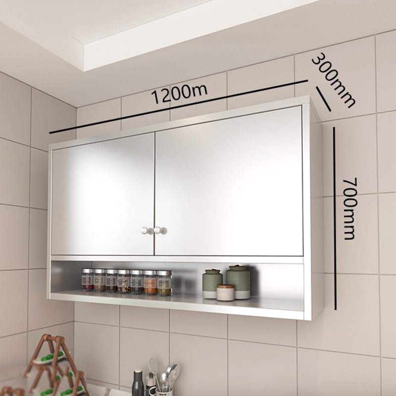 Moderner Küchenschrank aus Edelstahl mit verstellbaren Regalen, Doppeltür-Design, 120 x 30 x 70 cm, elegante Aufbewahrungslösung für Zuhause und Restaurant