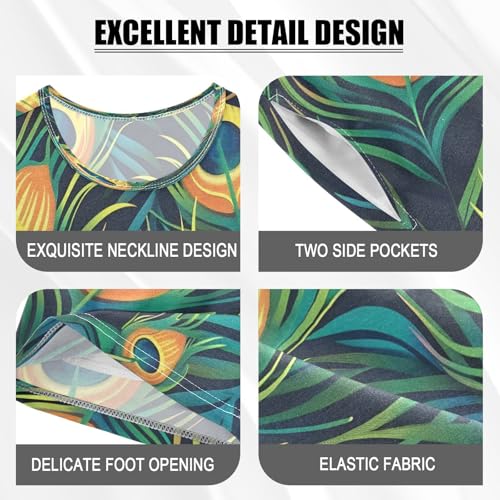 senya Short Sleeve Pajamas Sets Summer Cotton Sleepwear Peacock Feathers4