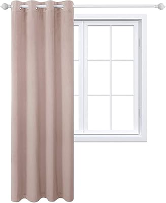 GYHH 100% Blackout Velvet Curtains for Bedroom and Living Room,Thermal Insulated, Energy Saving, Sun Blocking Grommet Window Drapes (Red Bean-1ps,52 * 63in)