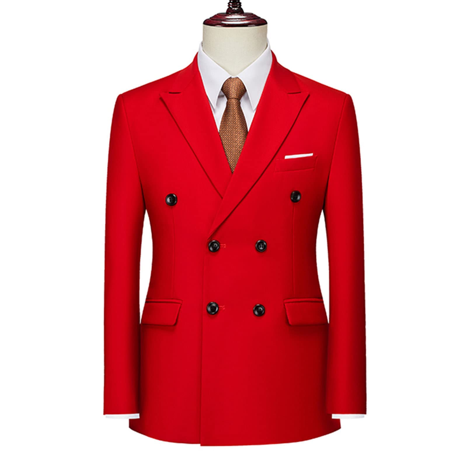 Blazer formel à double boutonnage pour homme - Coupe ajustée - Couleur unie